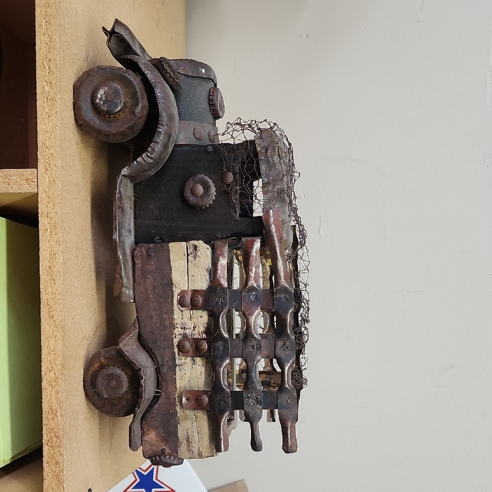 Vintage Metal Toy Car Sculpture